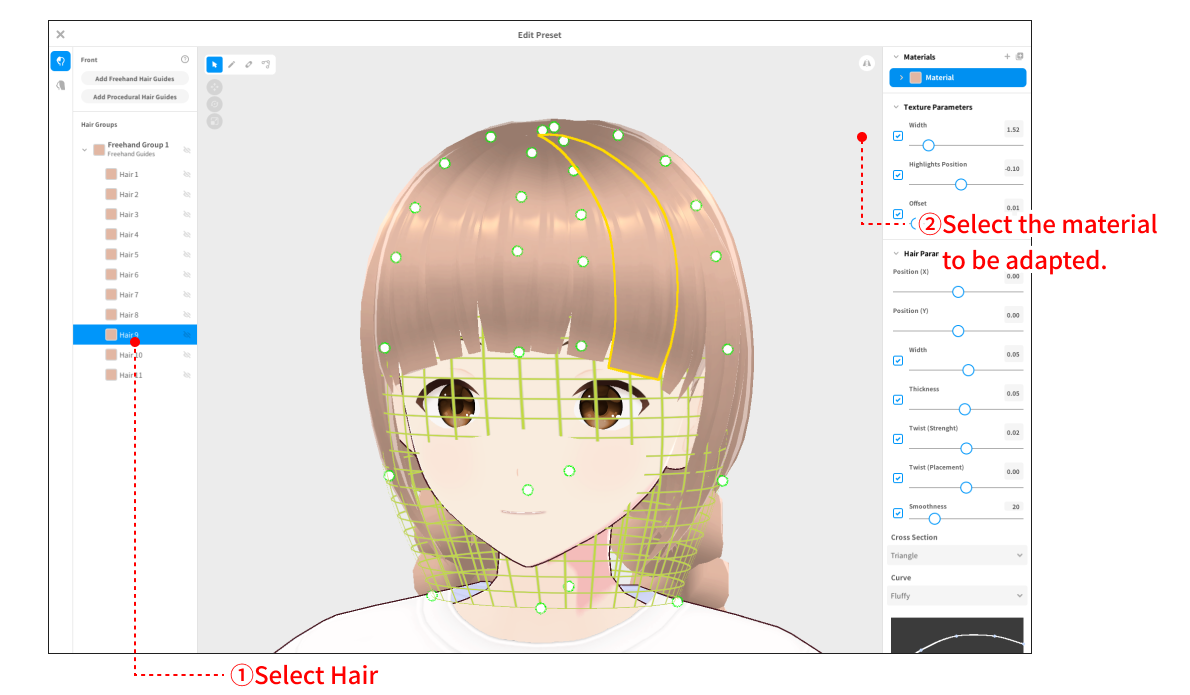 How to edit hair color and texture (material). – VRoid FAQ